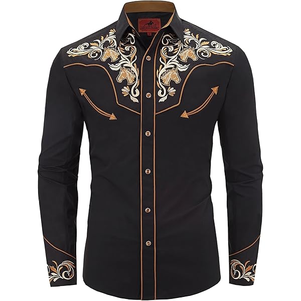 Amazon.com: DIFICIL SLOG Men's Western Cowboy Shirt Embroidered