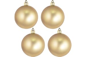 Christmas By Krebs 4" (100mm) Velvet Gold Dust [4 Pieces] Solid Commercial Grade Indoor and Outdoor Shatterproof Plastic, UV and Water Resistant Ball Ornament Decorations