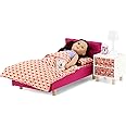 Emily Rose New 18" Doll Bedroom Gift Set - Includes Pink Fabric Bed, Bedding, Nightstand, with 2 Storage Bins, Working Lamp & Alarm Clock & Magazine | 14-18 inch Doll Wooden Furniture