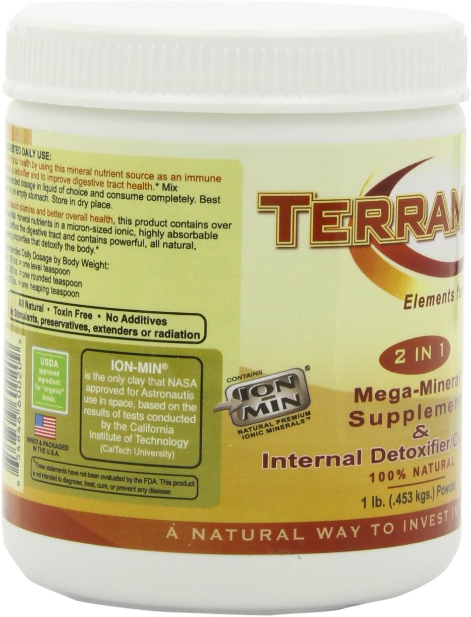 Ion Charged Terramin Mega-Mineral Supplement & Internal Detoxifier/Cleanser, 1-Pound Powder Jar: Health & Personal Care