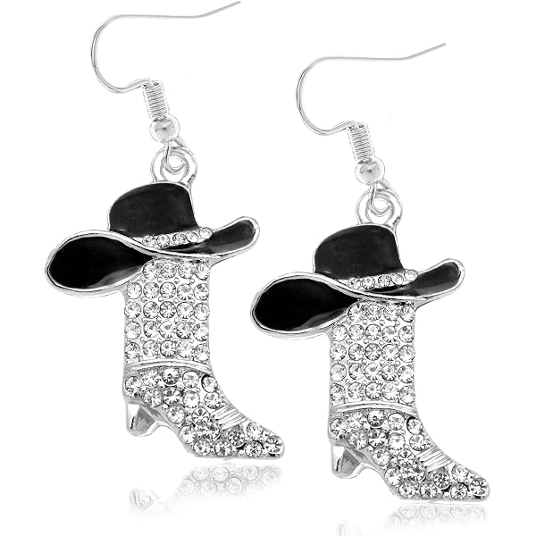 Amazon.com: Rhinestone Cowboy Hat and Earring Set with  display picture 2