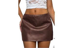 MakeMeChic Women's Faux Leather Mini Skirt Low Waist Party Club Short Skirts Streetwear