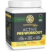 Sunwarrior Pre Workout Powder Energy Drink | Vegan, Plant-Based, Pre-Workout Supplement | Pump, Hydrate, Focus, Endurance, &amp; Strength Builder | Yuzu Mango Flavored | 30 Servings | Active Preworkout
