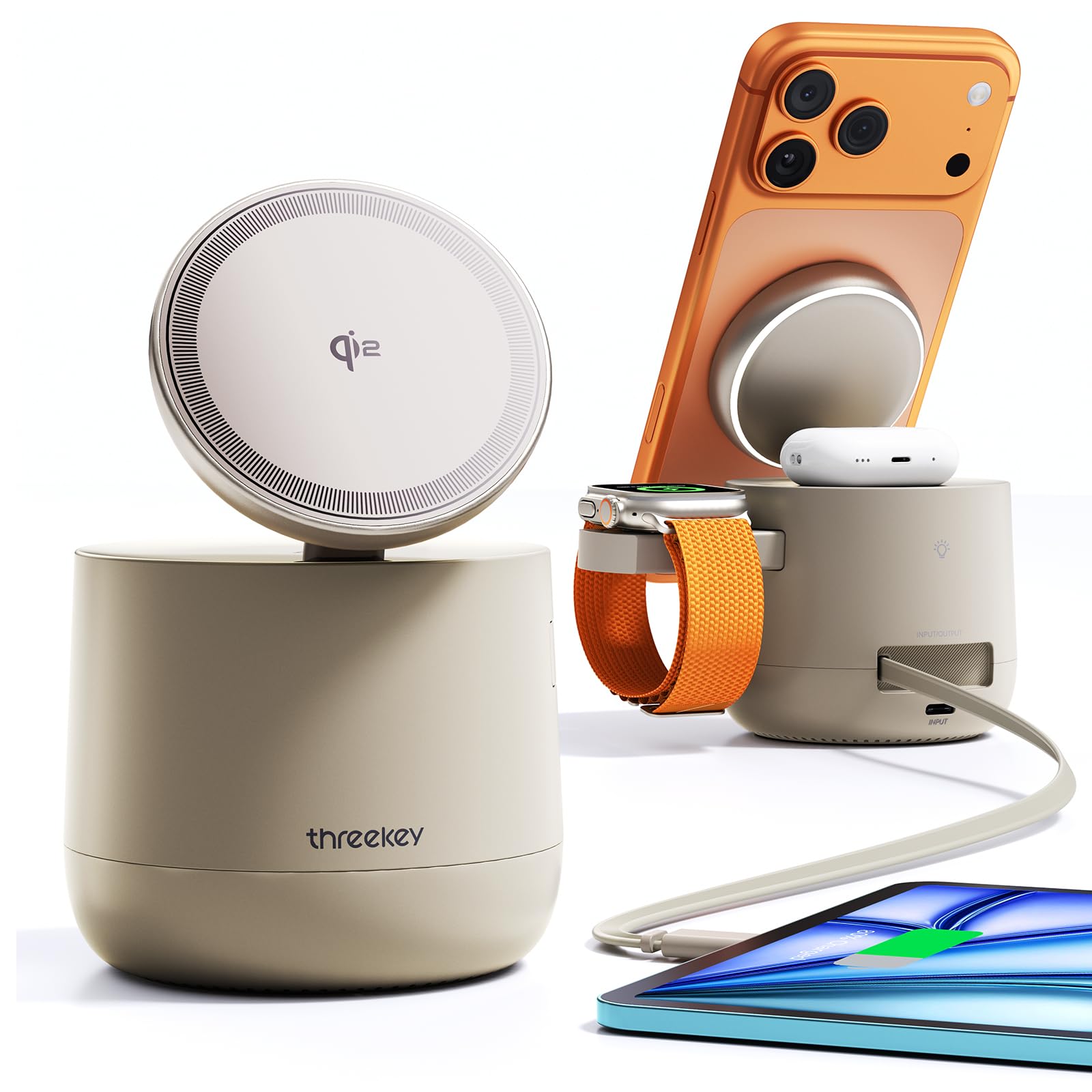 Photo 1 of MFI Certified by Apple, 4 in 1 Magsafe Wireless Charging Station, Qi2 15W Magsafe Charger for iPhone 17/16/15/14/13/12 Series, iWatch, Airpods, iPad, 65W Charger Included