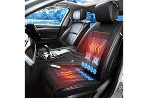 HSINYA Winter Leather Car Seat Cover Cooling Ventilated Car Cooling Seat Cushion Summer Breathable Mesh Car Seat Cooling Pad Warm Massage Cushion Seat Cooler (Front Seat, Black, 1PCS)