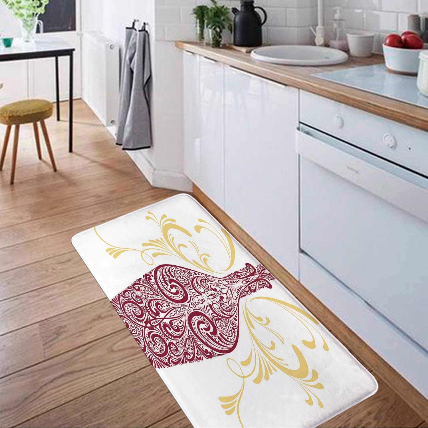 Ornate Wine Bottle, Bath Rugs Rugs for Bedroom Throw Rugs 4 x 6 ft Kitchen & Dining