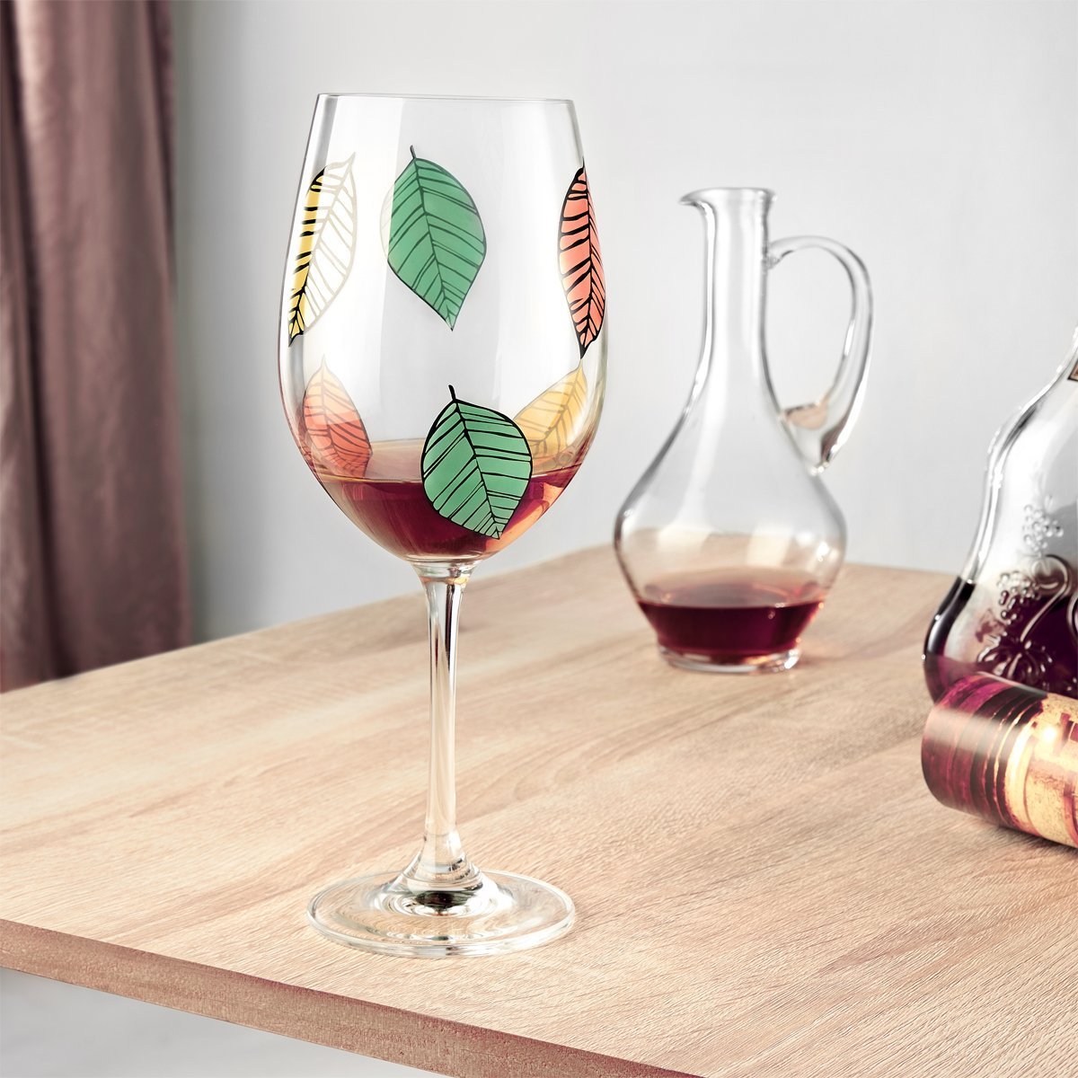 Wine Glass, 16 OZ Classy Red/White Wine Glass, Unique Leaf Patterns Arts Design Goblet, Lead-Free Premium Crystal Glass 9\