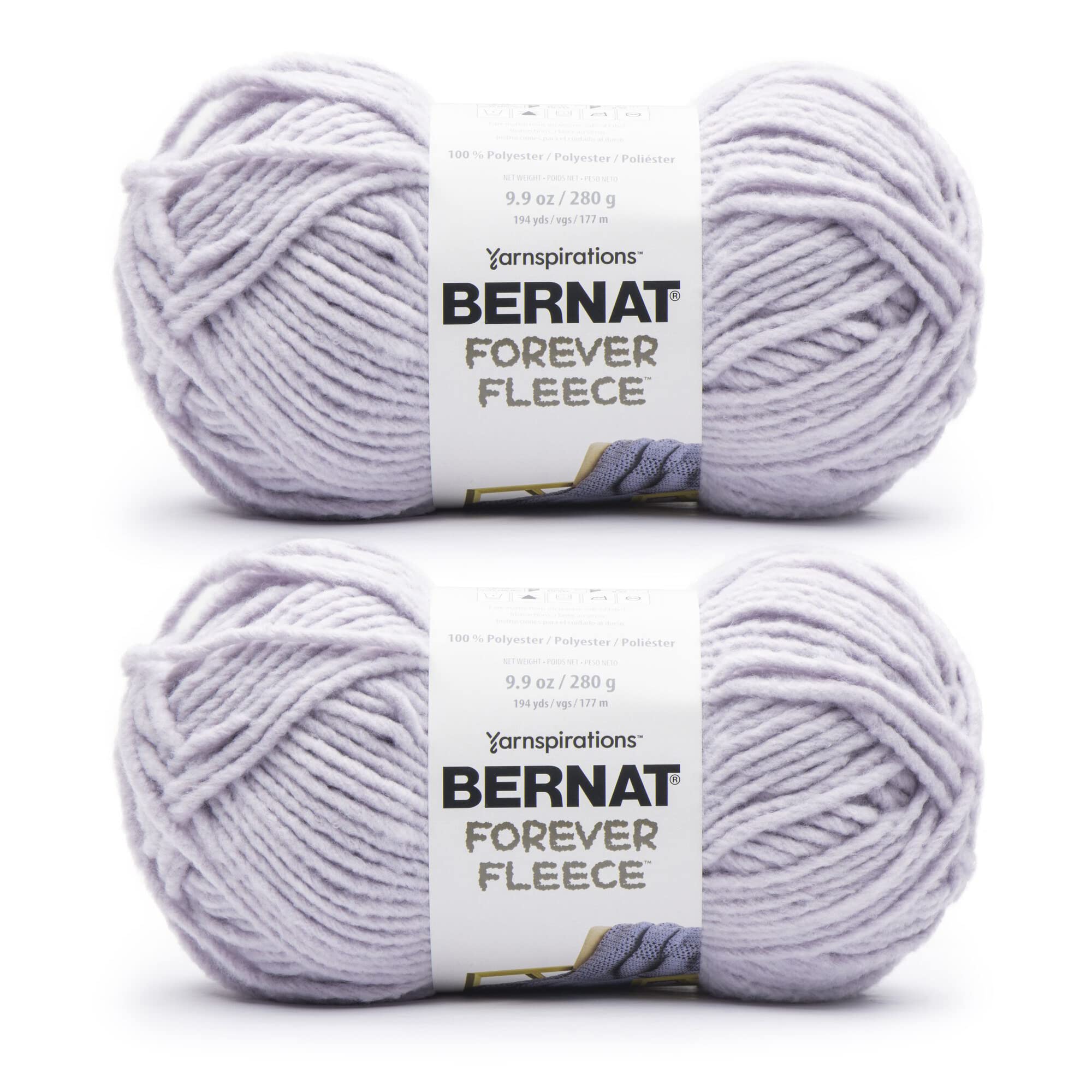 Bernat Forever Fleece Lavender Yarn - 2 Pack of 280g/9.9oz - Polyester - 6 Super Bulky - 194 Yards - Knitting/Crochet