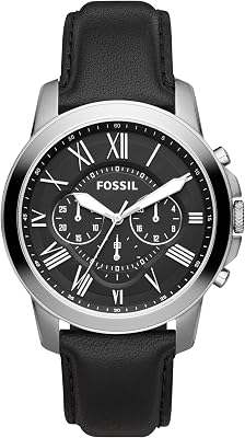 Montre pour Homme Grant, Mouvement chronographe à Quartz, boîtier en Acier Inoxydable de 44 mm avec Bracelet en Cuir véritable, FS4812