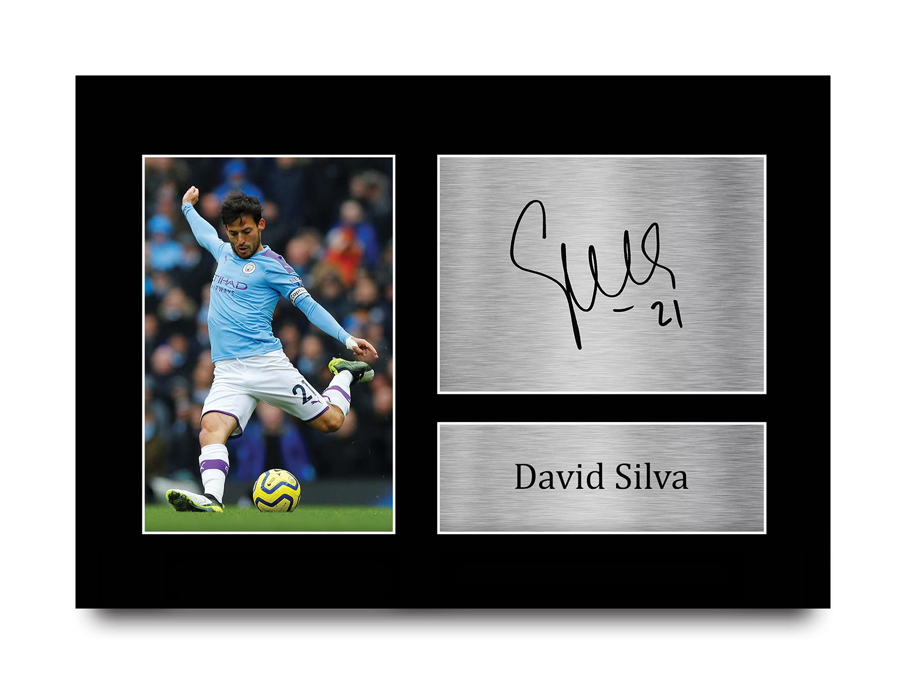 HWC Trading David Silva Gift Signed A4 Printed Autograph Manchester City Gifts Print Photo Picture Display
