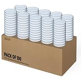 100 Packs Sterile Thick Plastic Petri Dishes with Lid, Vabiooth 90mm Dia x 15mm Deep Clear 3 Vents Petri Dish for Lab Science Experiment