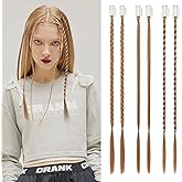 REECHO 6PCS Clip in Braid Hair Extensions for Women 14 Inch Clip in Braids Synthetic Braided Hairpieces for Daily Costume Party, Copper