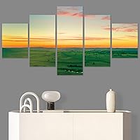 SIGNWIN 5 Panel Canvas Wall Art Modern Art Coastal Colorful Multicolor Photography Romantics Sunset for Home Decorations Ready to Hang - 60