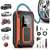 ZSX Tire Inflator Portable Air Compressor, 150PSI Cordless Air Pump for Car Tires, Dual Power - Battery & 12V DC, Portable Air Pump With Memory Function for Car, Motorcycle, Bike, Ball, etc