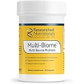 Researched Nutritionals Multi-Biome - Dual-Action Probiotics for Women & Men - Spore + Live Strain Formula with Delayed-Release Capsules for Gut Health, Histamine & Immune Support (30 ct)