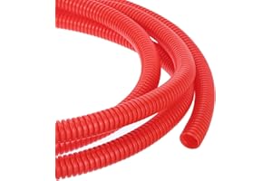 DMiotech 10ft Wire Loom Split Tubing 1/2 Inch, Cord Protectors from Pet Flexible Conduit Cable Management for Office, Home, Garden, Red