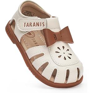 TARANIS Toddler Girls Sandals Wide Toe Box Barefoot Shoes with Stable Heel Support Non-Slip Summer Baby First Walking Shoes C