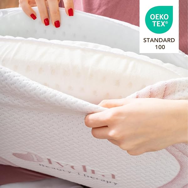 MEFOPILO MEMORY FOAM BEAUTY PILLOW FOR SLEEPING 26.77X13.78X2,76 + 0.79 INCHES PAD, HYDRA EXTRACT PILLOWCASE, ANTI-WRINKLE, ERGONOMIC NECK SUPPORT PILLOW, BACK, STOMACH, SIDE SLEEPER, WHITE