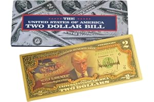LEKA NEIL Trump Merchandise -Donald Trump 2 Dollar Bill - Trump Never Surrender Colorized Mugshot $2 Bill Uncirculated Commemorative Coin