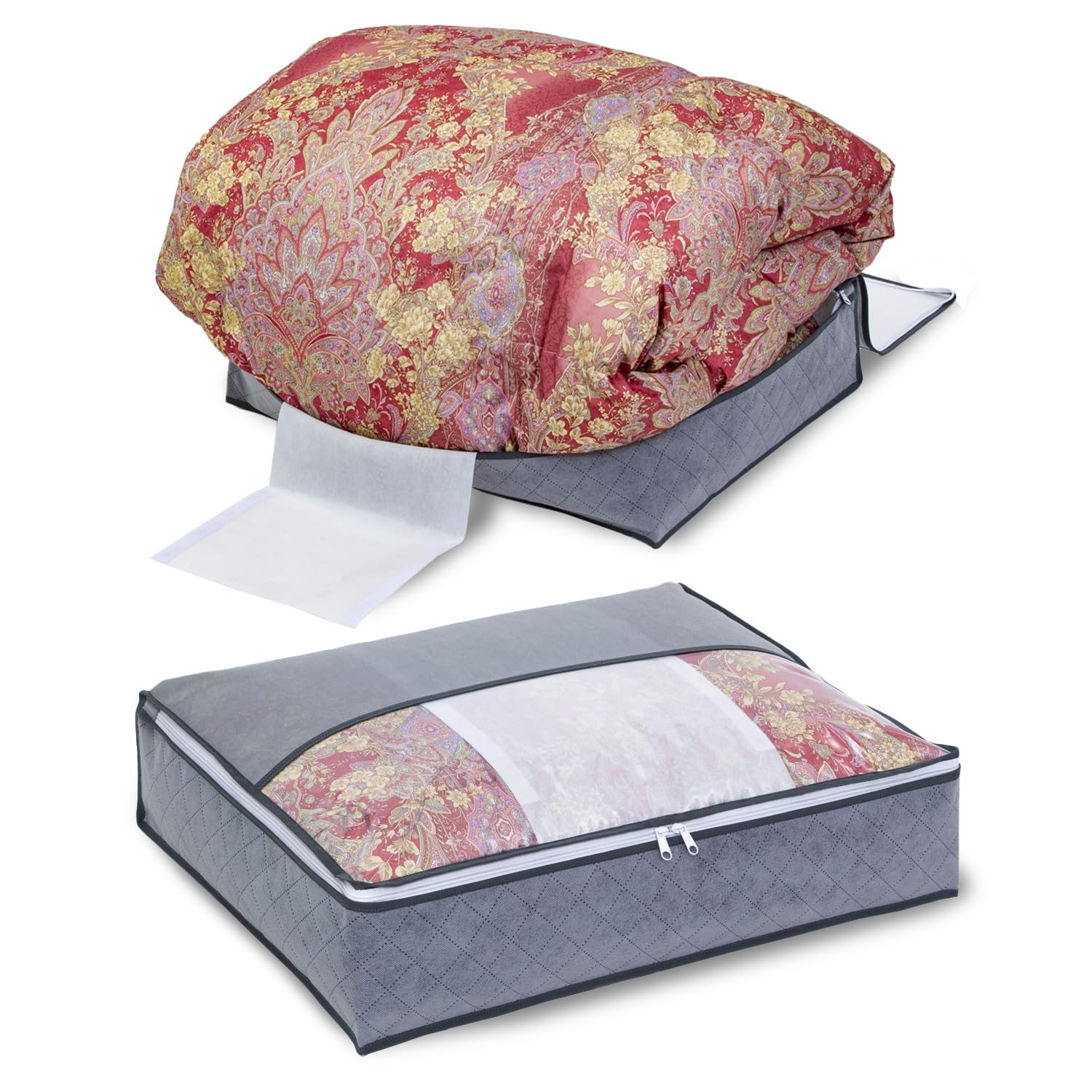 アストロ 消臭 羽毛布団収納袋 シングル 軽圧縮 押さえベルトでとめるだけでコンパクト収納 活性炭と珪藻土のWパワー 消臭保管 通気性の良い不織布製 布団収納 布団袋 収納ケース 圧縮袋 薄型 615-14商品画像