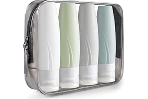 INSFIT Travel Bottles for Toiletries, 3oz Leak Proof BPA Free Silicone Cosmetic Travel Size Toiletry Containers with Labels Squeezable Silicone Tubes Refillable Bottles for Shampoo 4 Pack