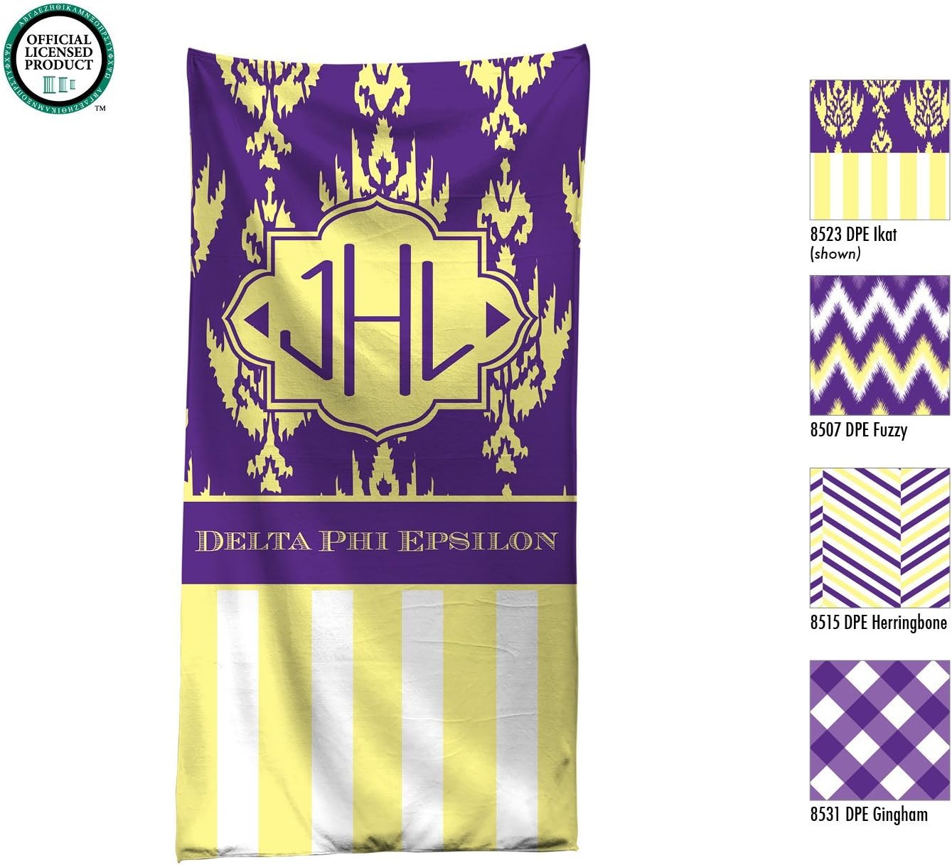 Delta Phi Epsilon Personalized Beach Towel - Pool - Monogrammed Beach Towel DPE Big Little Rush Gift