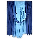 Iristide Two-tone Linen Scarf for Women Lightweight Summer Wrap Cotton Shawl Beach Travel Pashmina Gauze 75"×35"