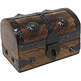 Nautical Cove Treasure Chest Keepsake and Decorative Wood Box (Small 5x3x3.25) - Storage Box, Wooden Box with Hinged Lid, Rustic Storage, Pirate Storage Box, Vintage Wooden Chest