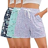 American Trends 3 Pack Pajama Shorts Women Casual Elastic Waist Comfy Printed Sleep Lounge Shorts for Women PJ Bottoms