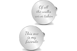 Kooer Personalized Engraved Cuff Links Tie Clip Set Custom Engrave Phrase Wedding Cufflinks Jewelry Gift for Father Dad Of all the Walks We've taken This one is my Favorite