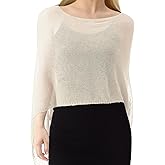 Jamntower 1 Pcs Women Sheer Poncho Shrug Summer Sheer Blouse Top Lightweight Poncho Sheer Bolero for Formal Evening Dress