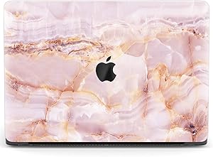 Mertak Hard Case Compatible with MacBook Pro 16 Air 13 inch Mac 15 Retina 12 11 2020 2019 2018 2017 Protective Laptop Shell Luxury Quartz Pink Marble Rose Gold Blush Cover Stone Print Touch Bar