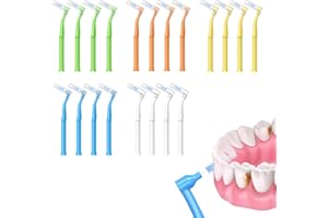 20 Pcs Interdental Brush, L-Shaped Angled Interdental Brushes Between Teeth 0.6mm+0.7mm+0.8mm+1.0mm+1.2mm Oral Cleaning Brace