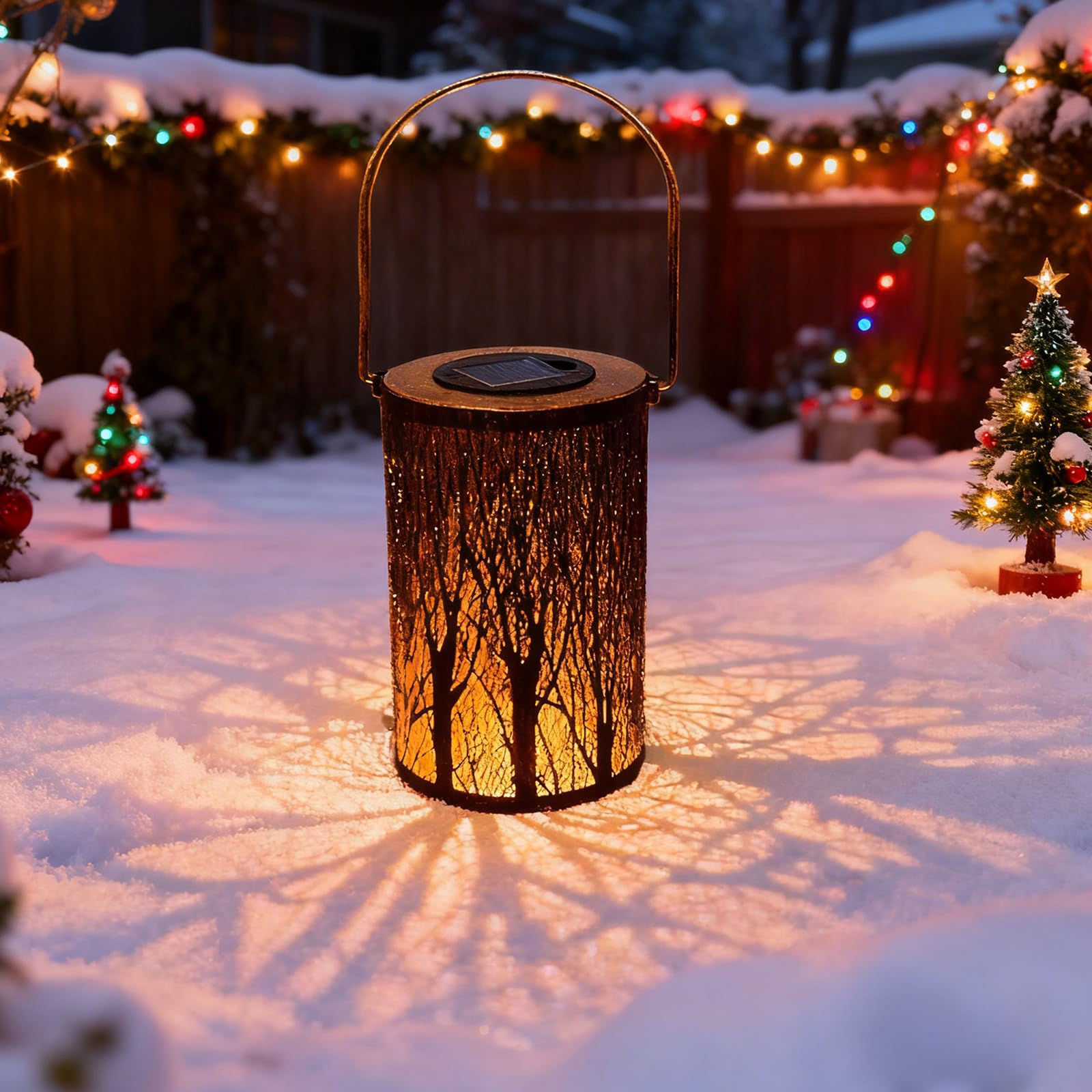 XVZ Retro Solar Lanterns Outdoor Hanging LED Solar Lamps Metal Lantern Waterproof for Garden Lawn Patio Fence Pathway