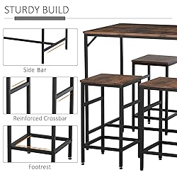 HOMCOM 5-Piece Industrial Dining Table Set, Bar