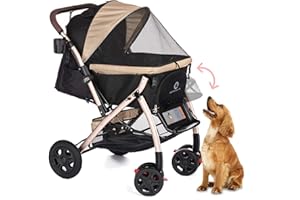 HPZ Pet Rover XL Extra-Long Premium Heavy Duty Dog/Cat/Pet Stroller Travel Carriage for Small, Medium, Large Pets (Taupe 2nd-Gen)
