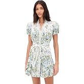 alice + olivia Women's Cora Short Sleeve Tiered Mini Shirt Dress
