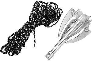 Baxnore Fishing Water Grass Knife Heavy Duty Foldable Galvanized Iron Rust Proof Weed with 10m Rope for Pond Lake River Aquat