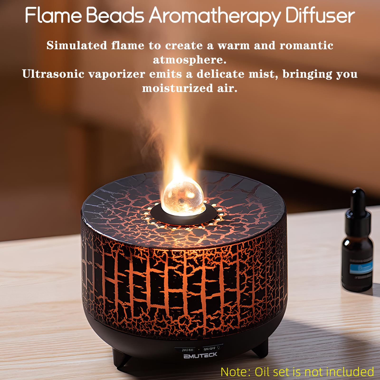 Volcano Diffuser Essential Oil Diffuser, Aroma Cool Mist Air Humidifier with Remote Control, Aromatherapy Machine with Ambient Light, Waterless Auto-Off Timer Setting for Home Office Room