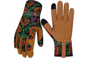 MERTURN Leather Gardening Gloves for Women Thorn Proof Garden Gloves Touch Screen Working Gloves Gifts