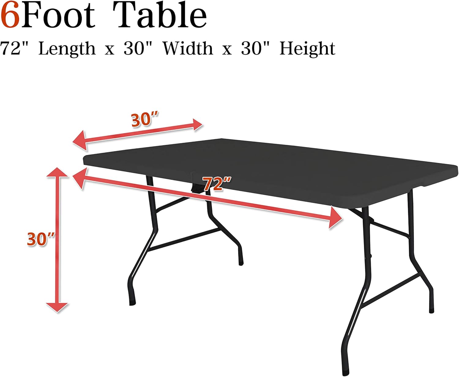 Obstal 6ft Stretch Spandex Table Cover for Standard Folding Tables - Universal Rectangular Fitted Tablecloth Protector for Wedding, Banquet and Party （Black, 72 Length x 30 Width x 30 Height Inches）: Kitchen & Dining