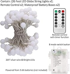 GHUSTAR Battery Operated LED Globe String