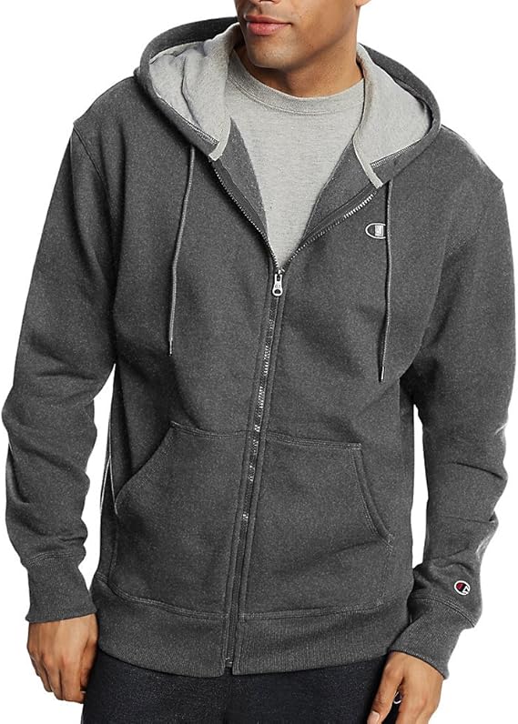 champion men's powerblend full zip fleece hoodie