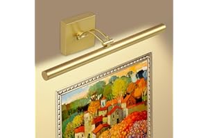 ISUERFY LED Picture Light Dimmable 12W 16.54", Adjustable Art Light for Paintings CRI95+, Modern Metal Frame Lamp for Wall Gallery Artwork Hallway Dartboard Mirror, Hardwired 3000K Warm White(Golden)
