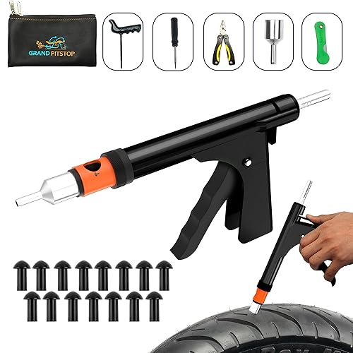 GRAND PITSTOP Tubeless Tire Gun Puncture Repair Kit with Mushroom