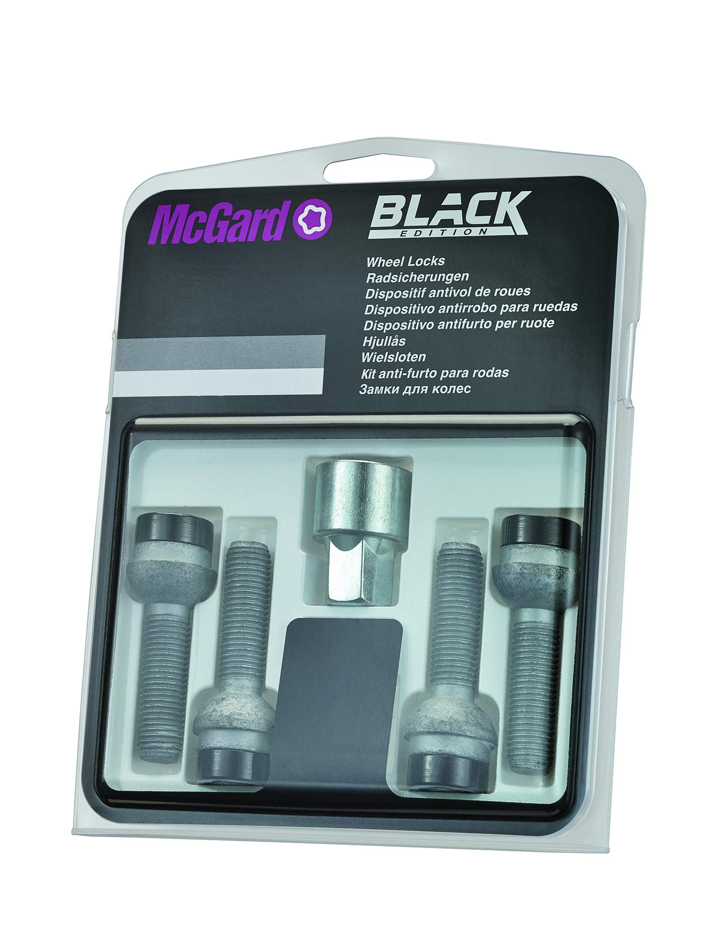 McGard 28017SUB Standard Wheel Protection Bolts M 14 x 1.50 Cone Seat Shaft Length 45.0 mm SW17 Black