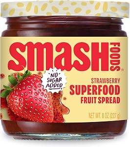 Smash Foods Strawberry Jam | Low-Calorie, No Sugar Added Keto Jam with Upcycled Fruit & Chia Seeds | Vegan, Paleo Superfood F
