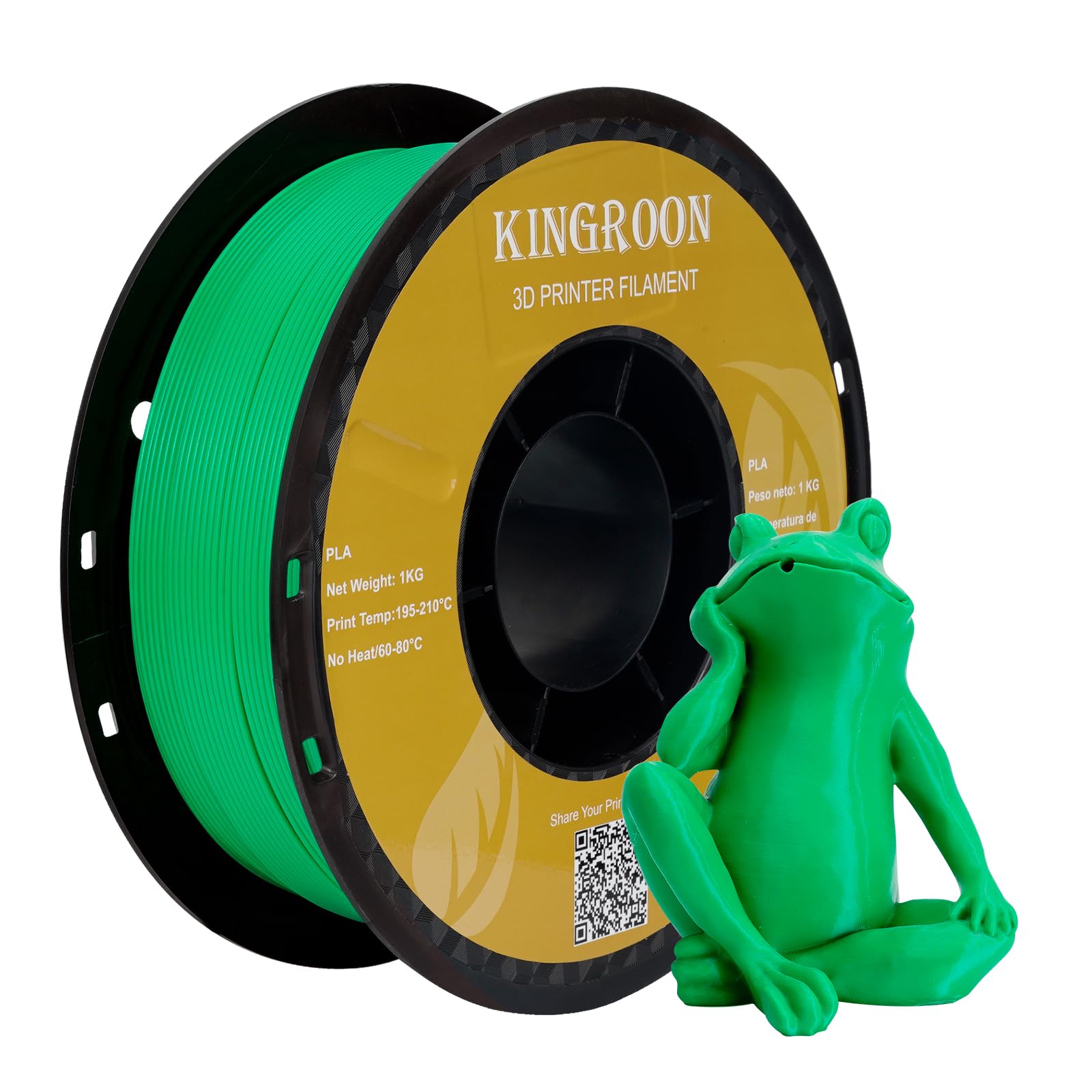 Kingroon PLA Filament 1.75mm for 3D Printer, Filament 3D Printing Materials, 1KG 3D Filament Dimensional Accuracy +/- 0.03 mm,3D Printer Filament PLA with Spool Wound Neatly, Green