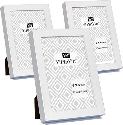 YiPinYin White 4x6 Inch Photo Frame Set of 3 with Perspex Boxed Gallery