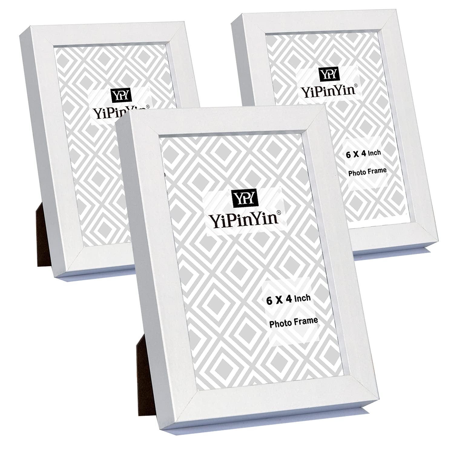 White 6x4'' Photo Frame Set of 3,Boxed Garllery Picture Frames 4x6'' 3Pack With Perspex Window for Tabletop or Wallmounted,Oxford Modern Thin Picture Frame 4 x 6 Inch